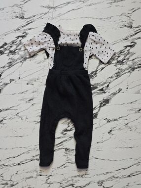 Jessica Simpson Black Overalls with White Polka Dot Top - Girls Matching Set